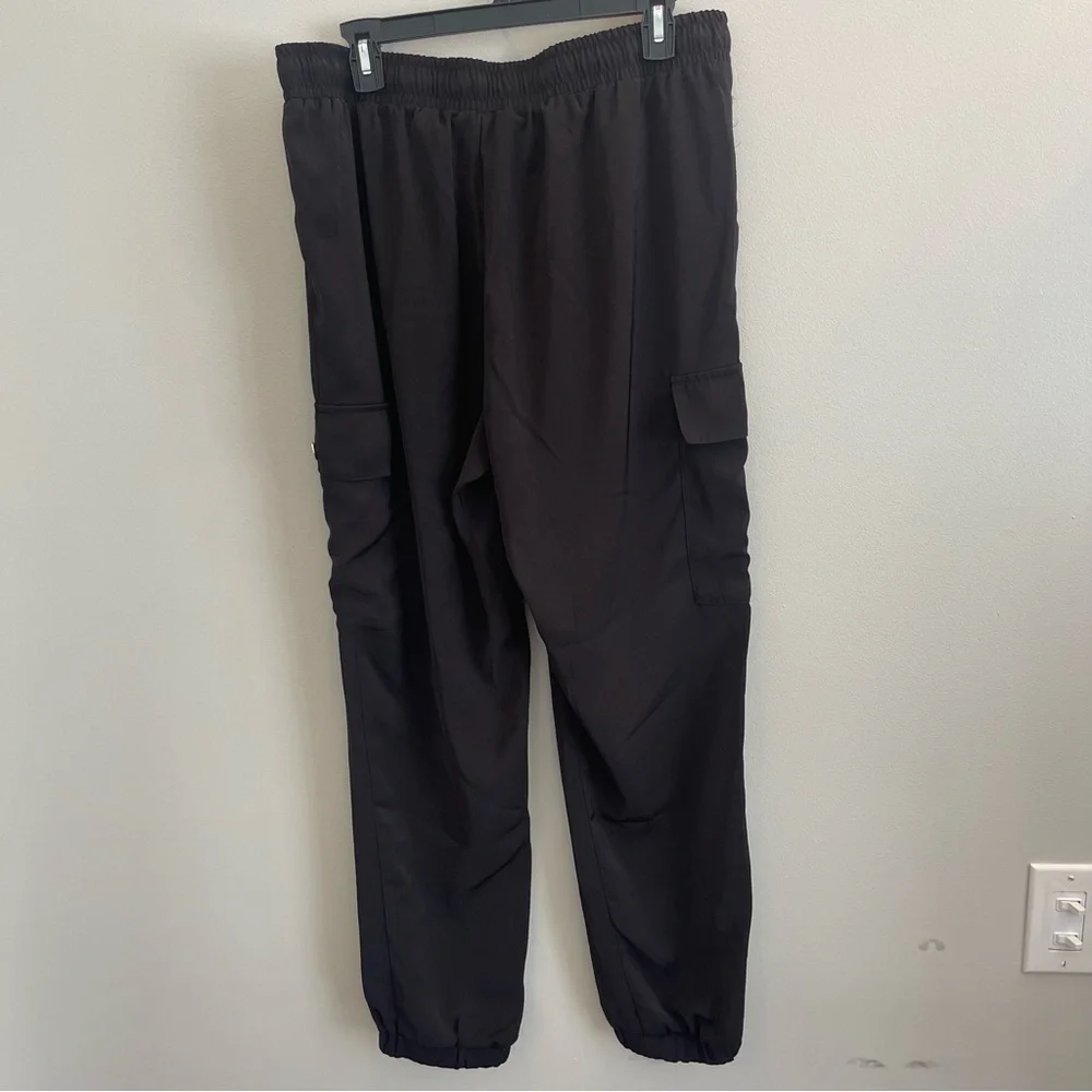 Michael by Michael Kors Cargo Pants Black Women’s L Lounge Travel Jogger pockets